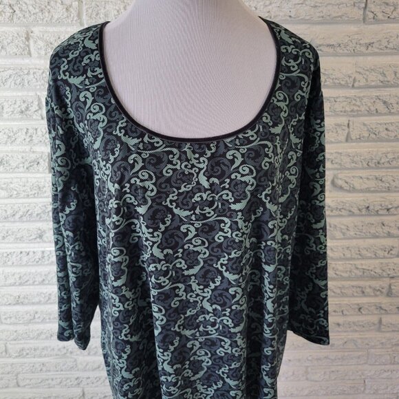 Apostrophe Womens Top 24W 26W Plus 3/4 Sleeve Blue Abstract Comfy GEO46E - Picture 2 of 9